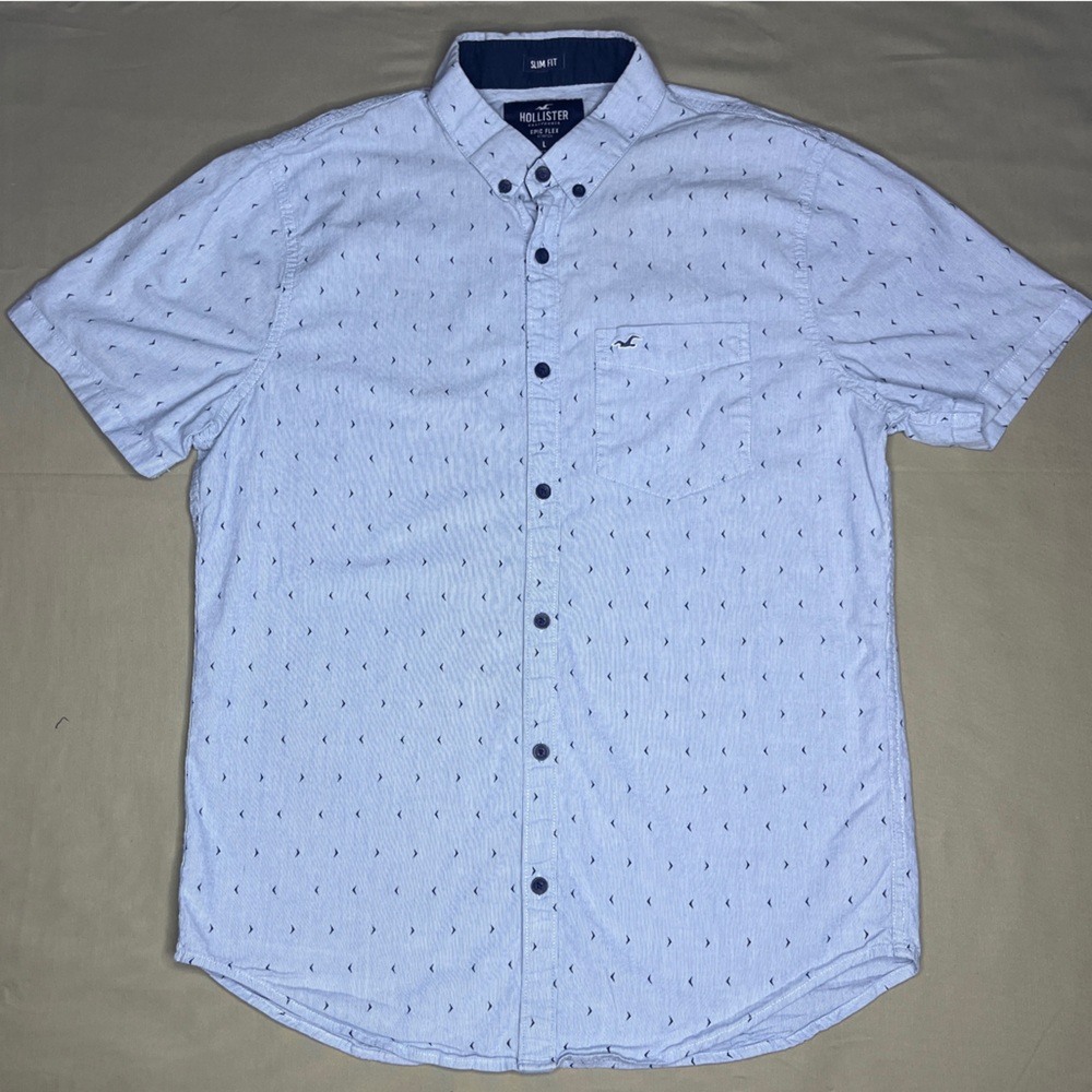 Hollister Men’s Slim Fit Epic Flex Short-Sleeve Button-Up Size Large